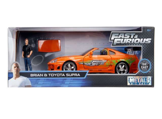 Jada Toys 1995 Toyota Supra & Brian Figure Fast and Furious, orange 1/24