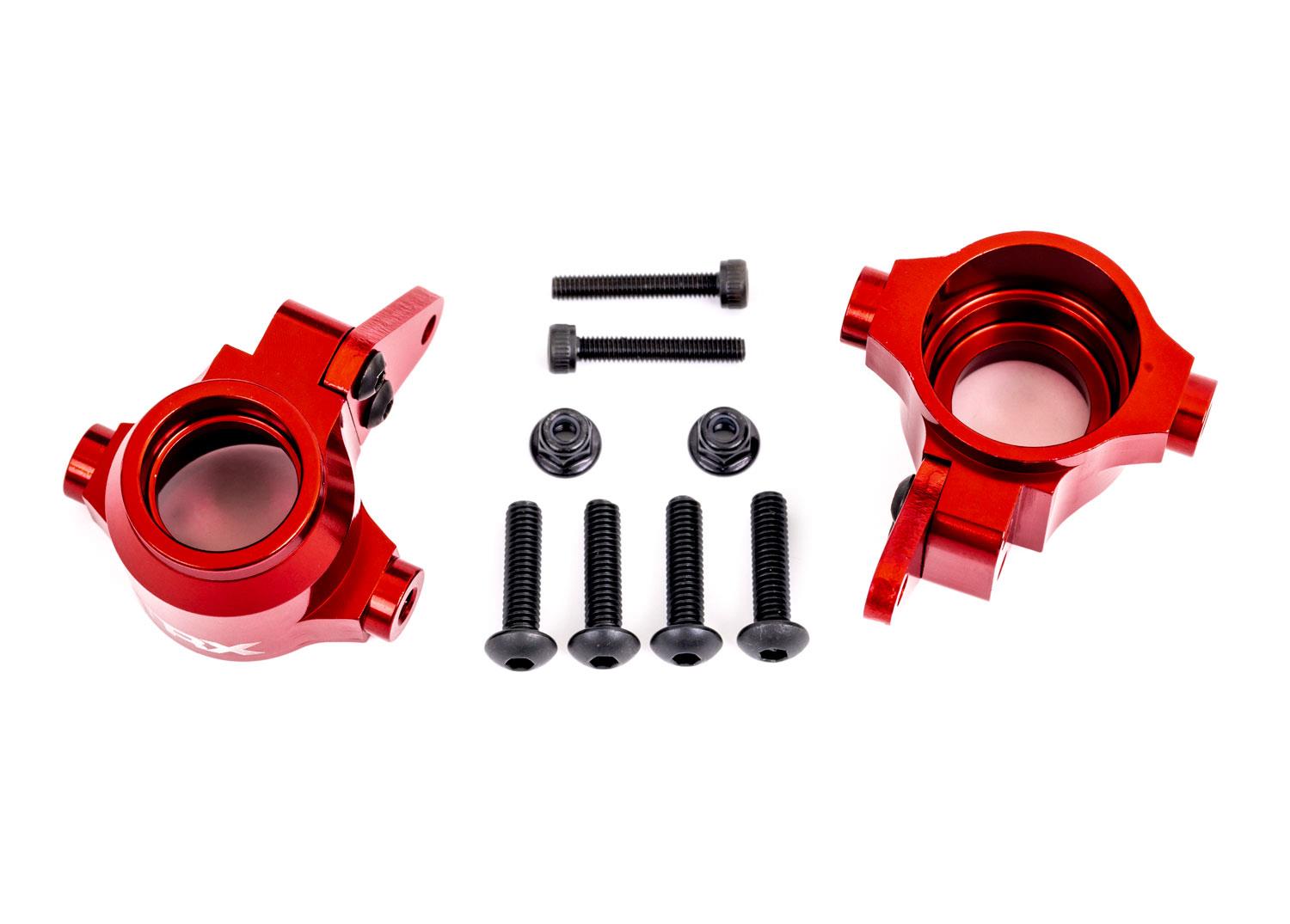 Traxxas Steering blocks, 6061-T6 aluminum (red-anodized), left & right)/ steering block arms (2)/ 4x16mm BCS (with threadlock) (4)/ 3x18mm CS (2)/ 3x10mm BCS (with threadlock) (4)/ M3x0.5mm NL (2)