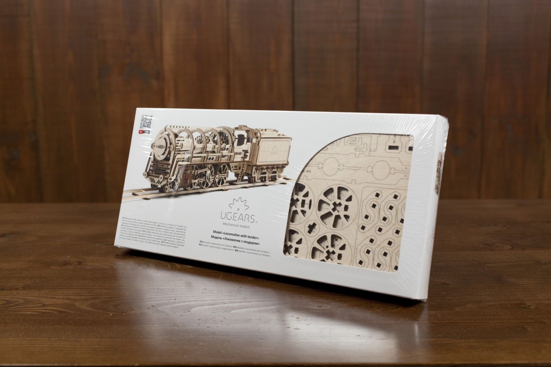 U-Gears Locomotief met Tender aangedreven door een elastiek motor mechanisch houten bouwpakket