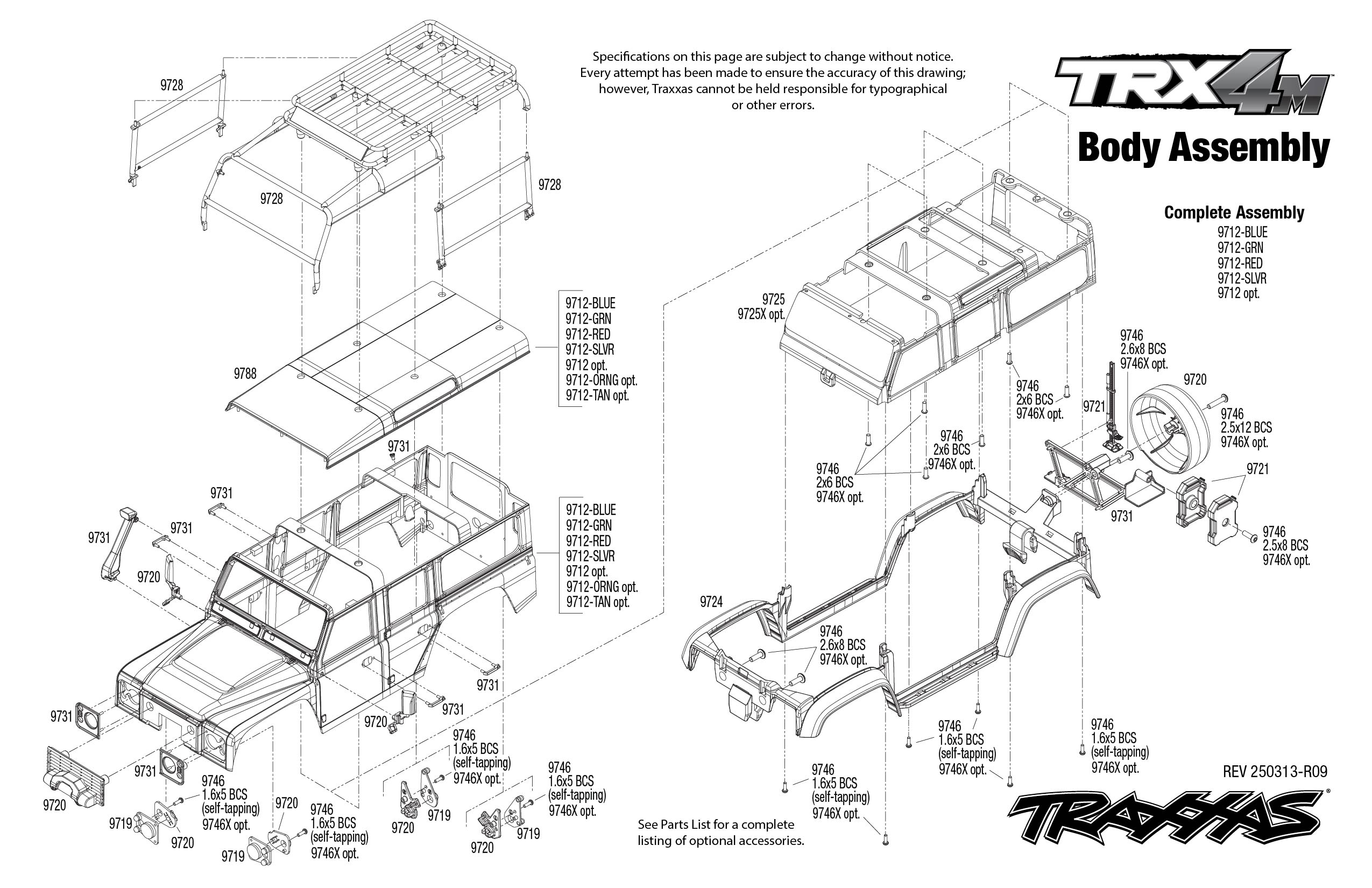 Traxxas TRX-4M Land Rover Defender (97054-1) Body Assembly Exploded View
