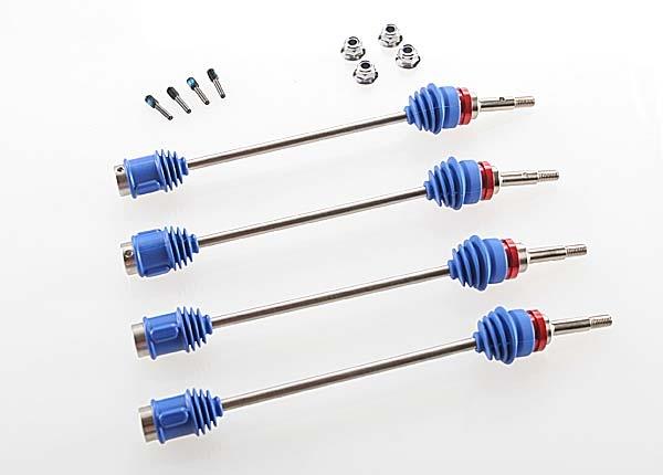 Traxxas Driveshafts, Revo®/ E-Revo® (first generation)/ T-Maxx®/ E-Maxx (steel constant-velocity) (assembled w/inner & outer dust boots) (for models w/ 6mm axles) (4)