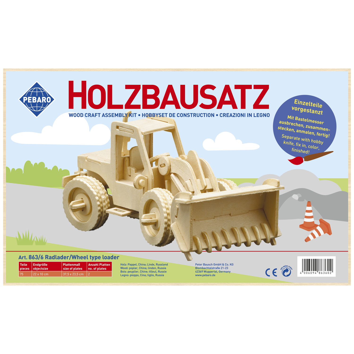 Pebaro Houten Bouwset Bulldozer