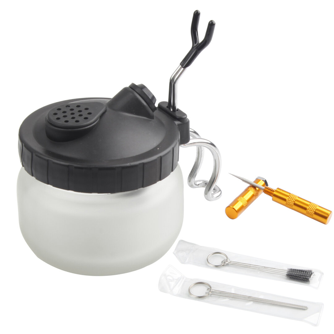 Fengda Complete Airbrush Reinigingsset: Reinigingspot met Houder, 5-delige Reinigingsborstels, 5-delige Reinigingsplectrum en een Wasnaald