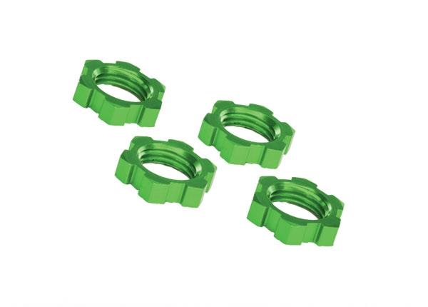 Traxxas Wheel nuts splined 17mm serrated (green-anodized) (4)