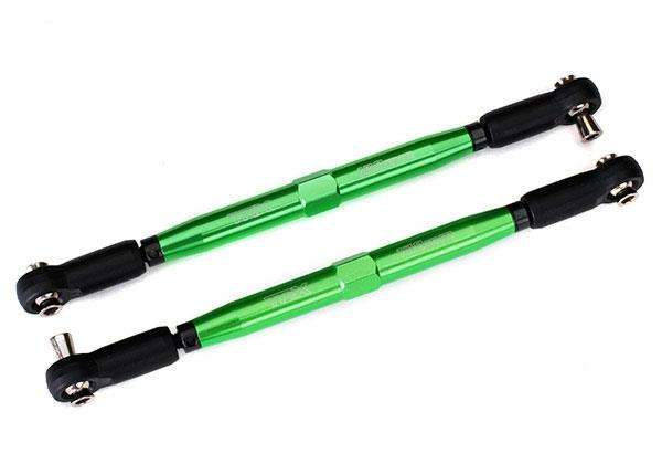 Traxxas Toe links, X-Maxx® (TUBES green-anodized, 7075-T6 aluminum, stronger than titanium) (157mm) (2)/ rod ends, assembled with steel hollow balls (4)/ aluminum wrench, 10mm (1)