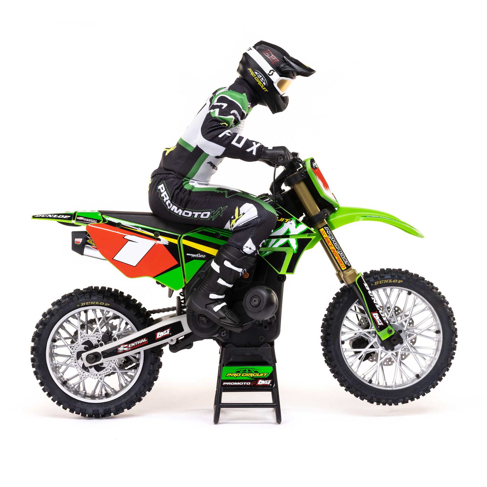 Losi Promoto-MX Pro Circuit 2S RTR Brushless Motorcycle (Battery and Charger Included), Green 1/4