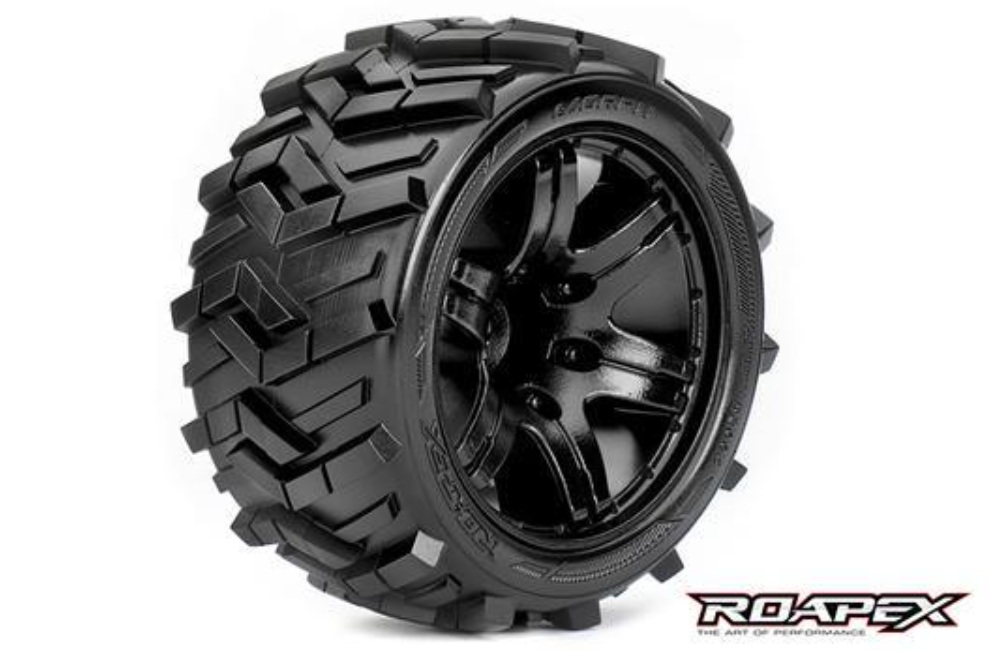 Roapex Tires - 1/10 Stadium Truck - Mounted - 1/2 offset - Black wheels - 12mm Hex - Morph (2)