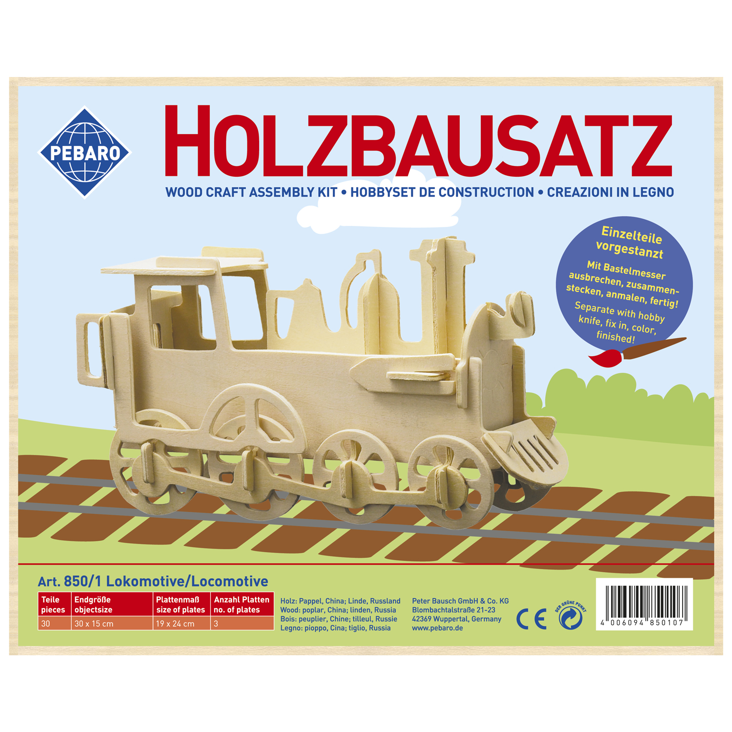 Pebaro Houten Bouwset Locomotief