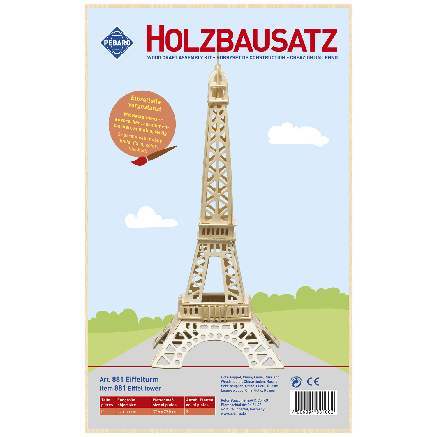 Pebaro Houten Bouwset Eiffeltoren