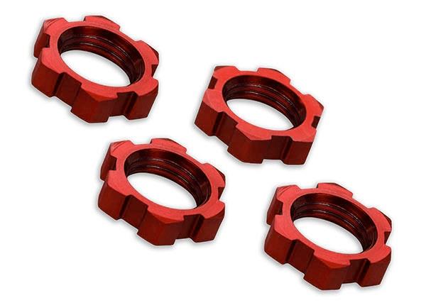 Traxxas Wheel Nuts Splined 17mm Serrated (red-anodized) (4)