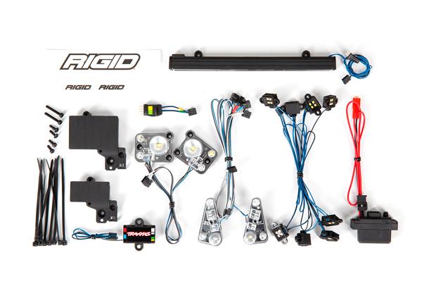 Traxxas TRX-4 LED light set complete with power supply (contains headlights tail lights roof light bar rock lights & distribution block) (fits #8011 Defender body)