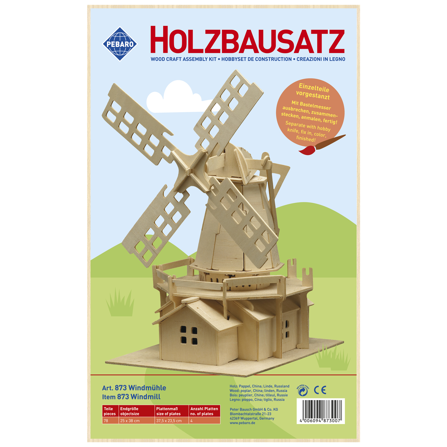 Pebaro Houten Bouwset Windmolen
