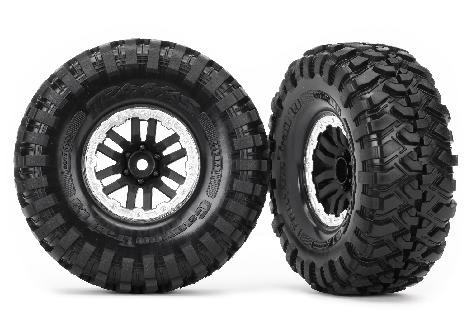Traxxas Tires & wheels, assembled, glued (TRX-4® 1.9" satin beadlock wheels, Canyon Trail 4.6x1.9" tires) (2)
