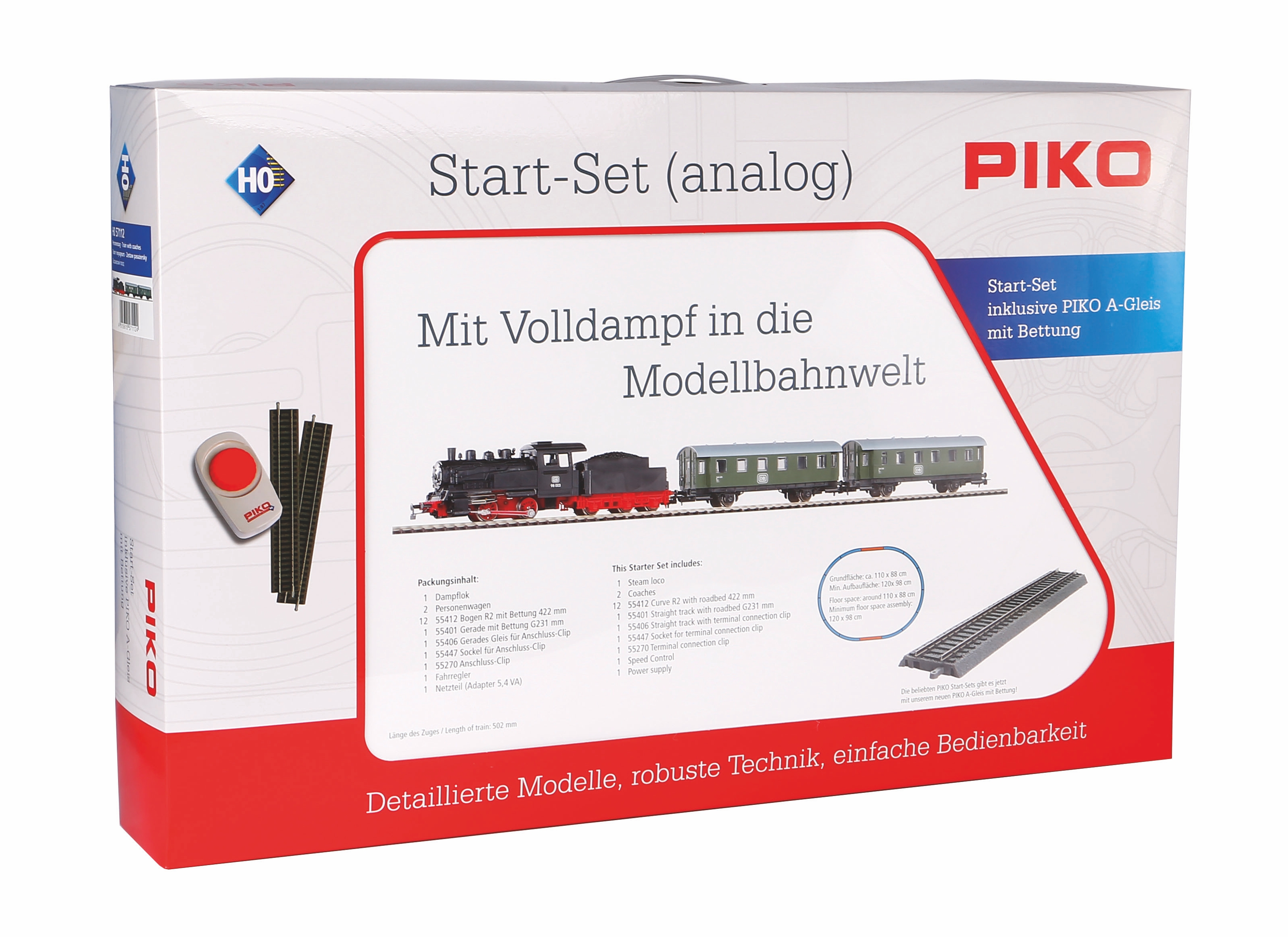 Piko Startset DB Passagierstrein en Stoomlocomotief H0