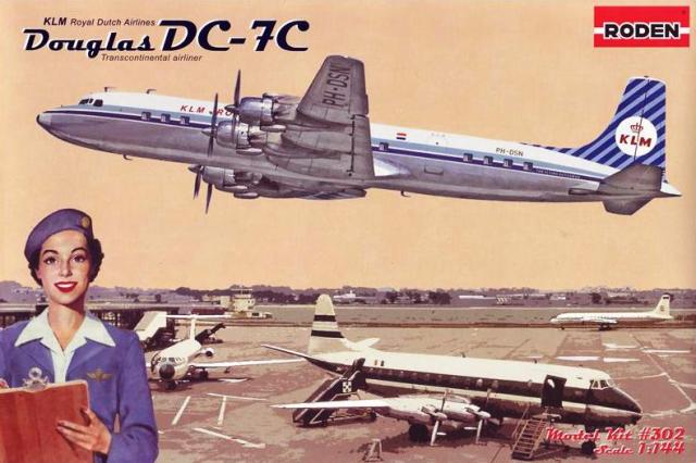 Roden Douglas DC-7C Transcontinental Airliner KLM Royal Dutch Airlines 1/144