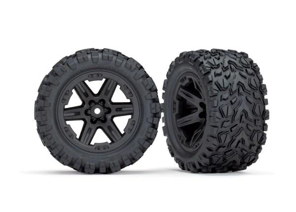 Traxxas Tires & wheels assembled glued (2.8') (RXT black wheels Talon Extreme tires foam inserts) (2WD electric rear) (2) (TSM rated)
