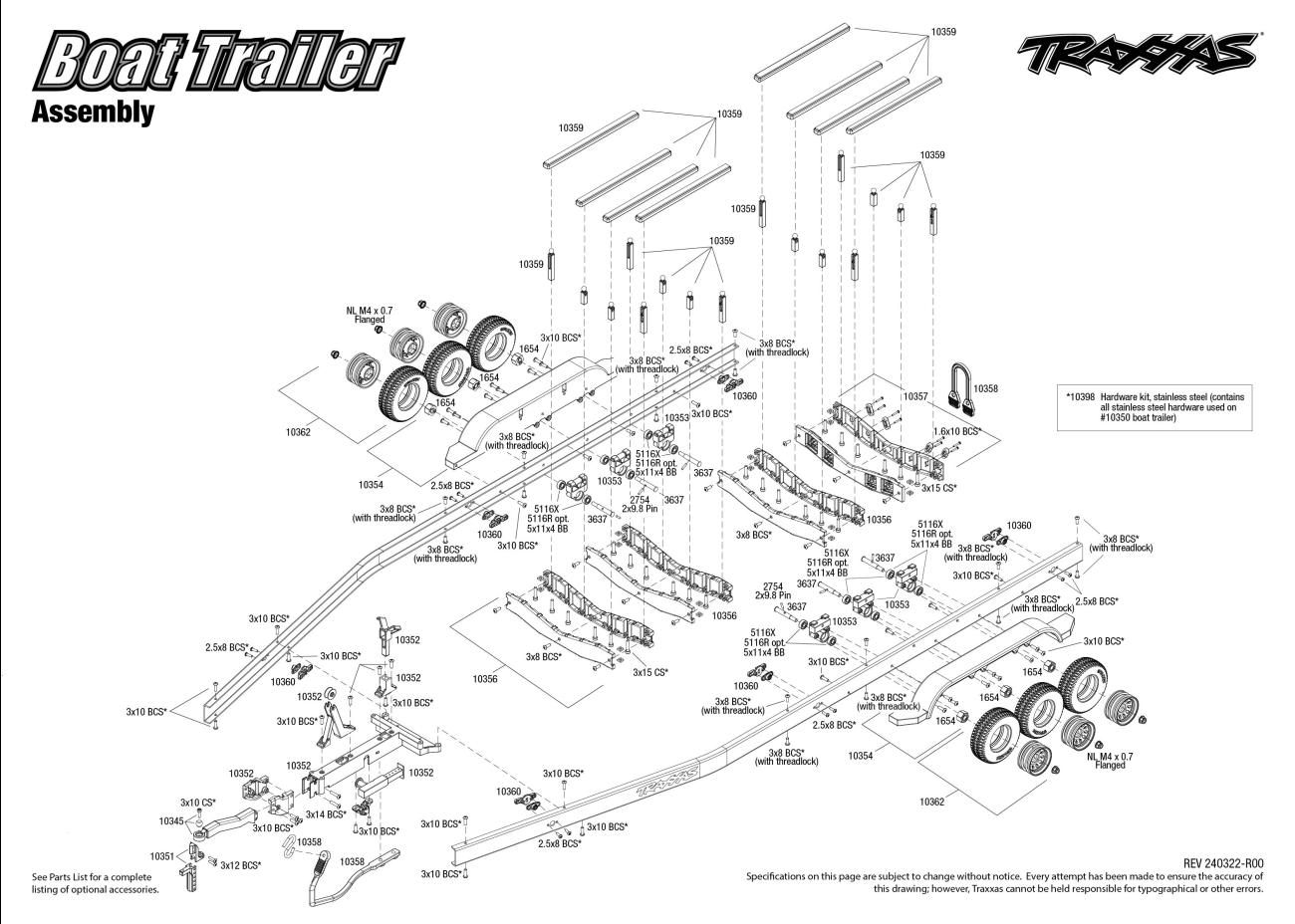 Traxxas Boat Trailer (10350) Exploded View