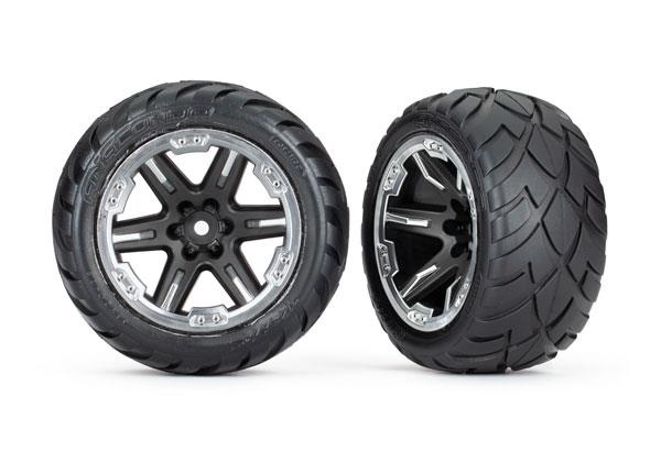 Traxxas Tires & wheels assembled glued (2.8') (RXT black & chrome wheels Anaconda tires foam inserts) (4WD electric front/rear 2WD electric front only) (2) (TSM rated)