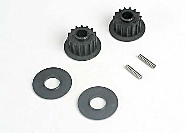 Traxxas Pulleys 15-groove (front/ rear) (2)/flanges (2)/ axle pins