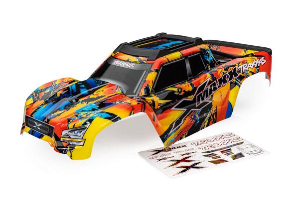 Traxxas Body, X-Maxx®, Solar Flare (painted, decals applied) (assembled with front & rear body mounts, rear body support, and tailgate protector)