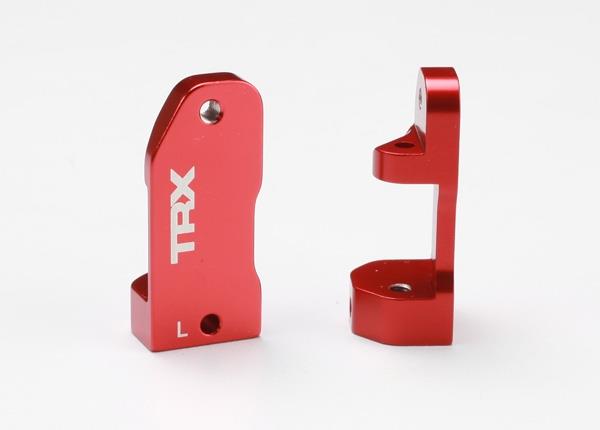 Traxxas Caster blocks, 30-degree, red-anodized 6061-T6 aluminum (left & right)/ suspension screw pin (2)