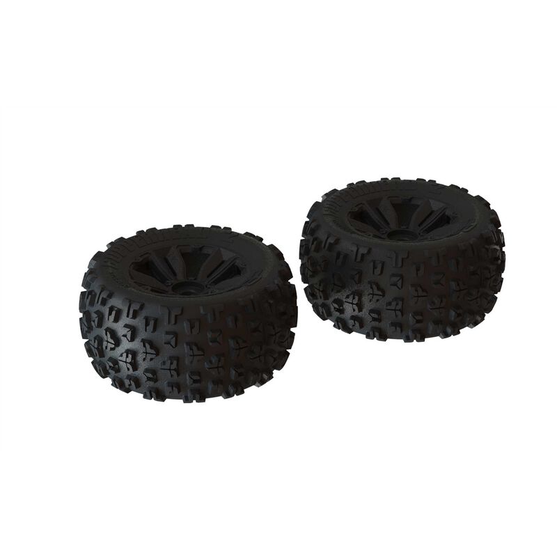 Arrma dBoots Copperhead2 MT Front/Rear 3.8 Pre-Mounted Tires, 17mm Hex, Black (2) 1/8