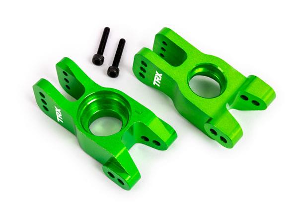 Traxxas Carriers, stub axle, 6061-T6 aluminum (green-anodized) (left and right)/ 3x18mm CS (with threadlock) (2)