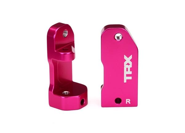 Traxxas Caster blocks, 30-degree, pink-anodized 6061-T6 aluminum (left & right)/ suspension screw pin (2)