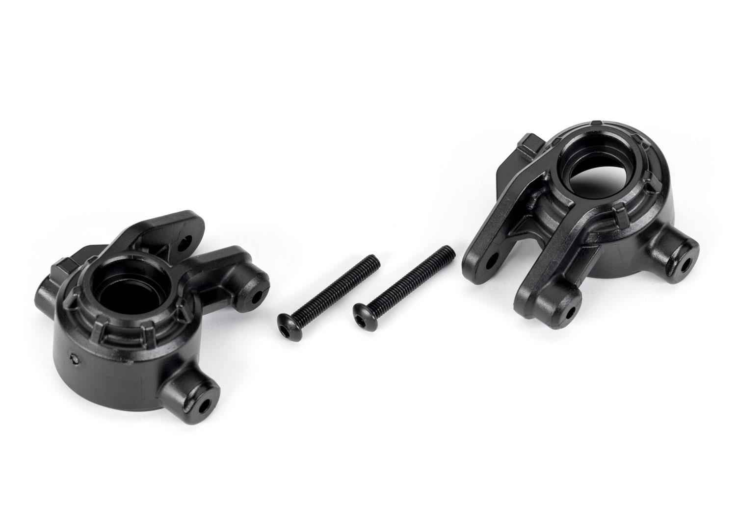 Traxxas Steering blocks extreme heavy duty black (left & right)/ 3x20mm BCS (2) (for use with #9080 upgrade kit)
