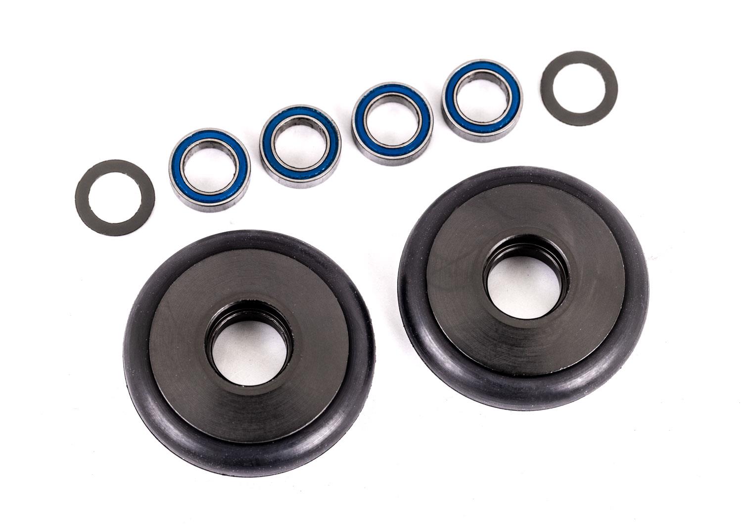 Traxxas Wheels wheelie bar 6061-T6 aluminum (gray-anodized) (2)/ 5x8x2.5mm ball bearings (4)/ o-rings (2)/ 5x8x0.3mm TW (2)