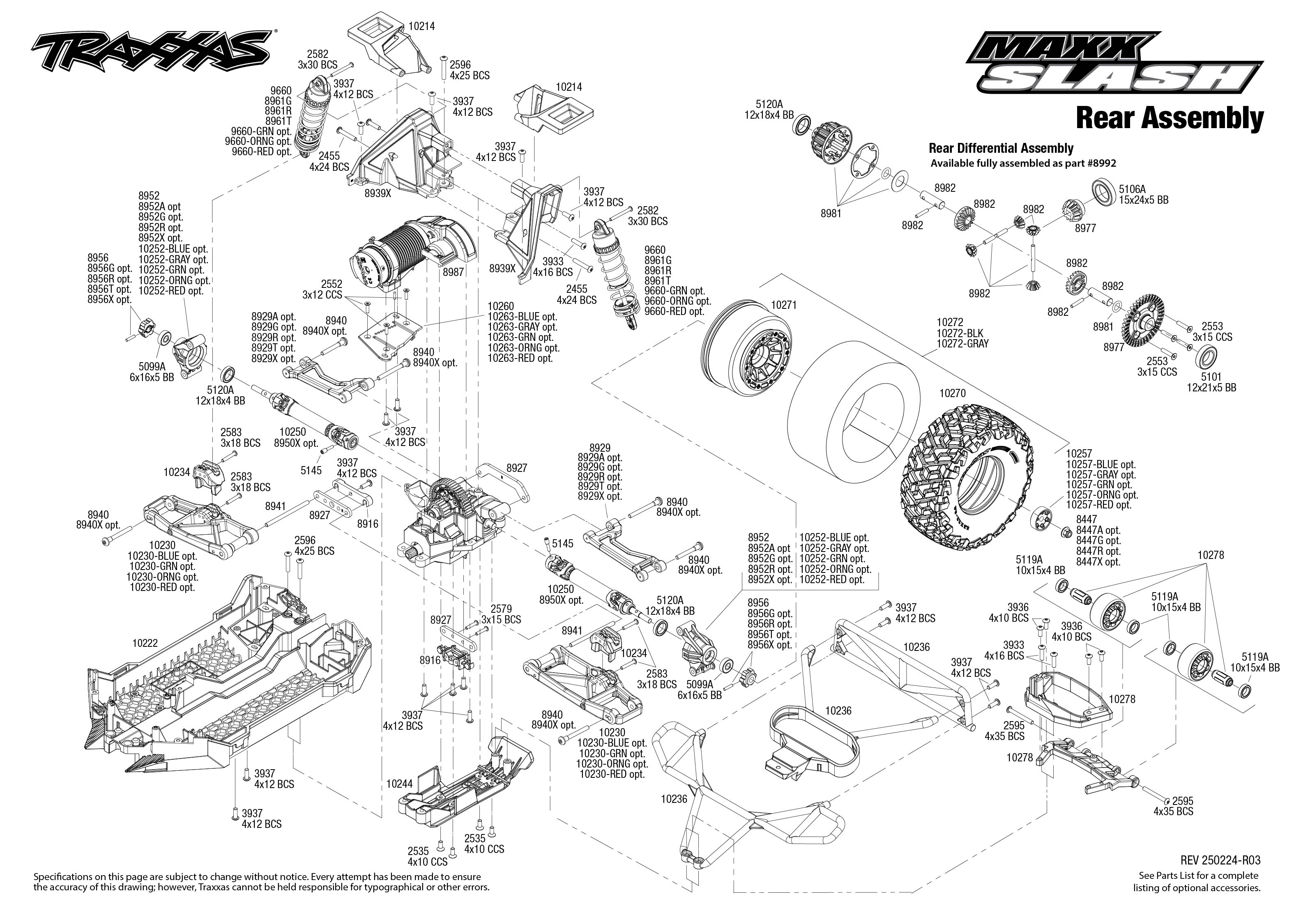 Traxxas Maxx® Slash® (102076-4) Rear Assembly Exploded View