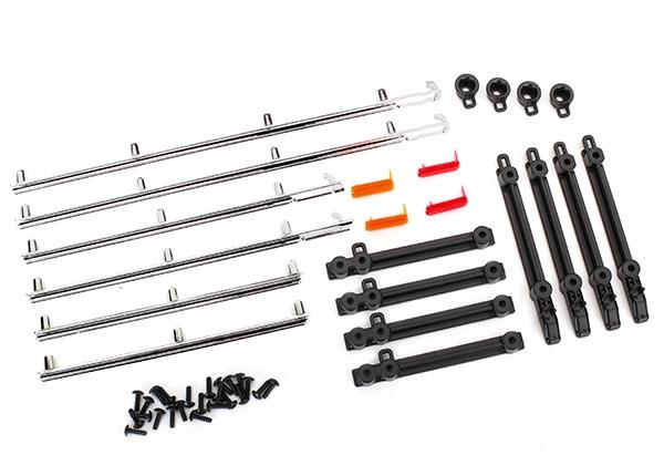 Traxxas Side trim left & right (chrome)/ retainers/ LED lens/ 2.6x8 BCS (24)