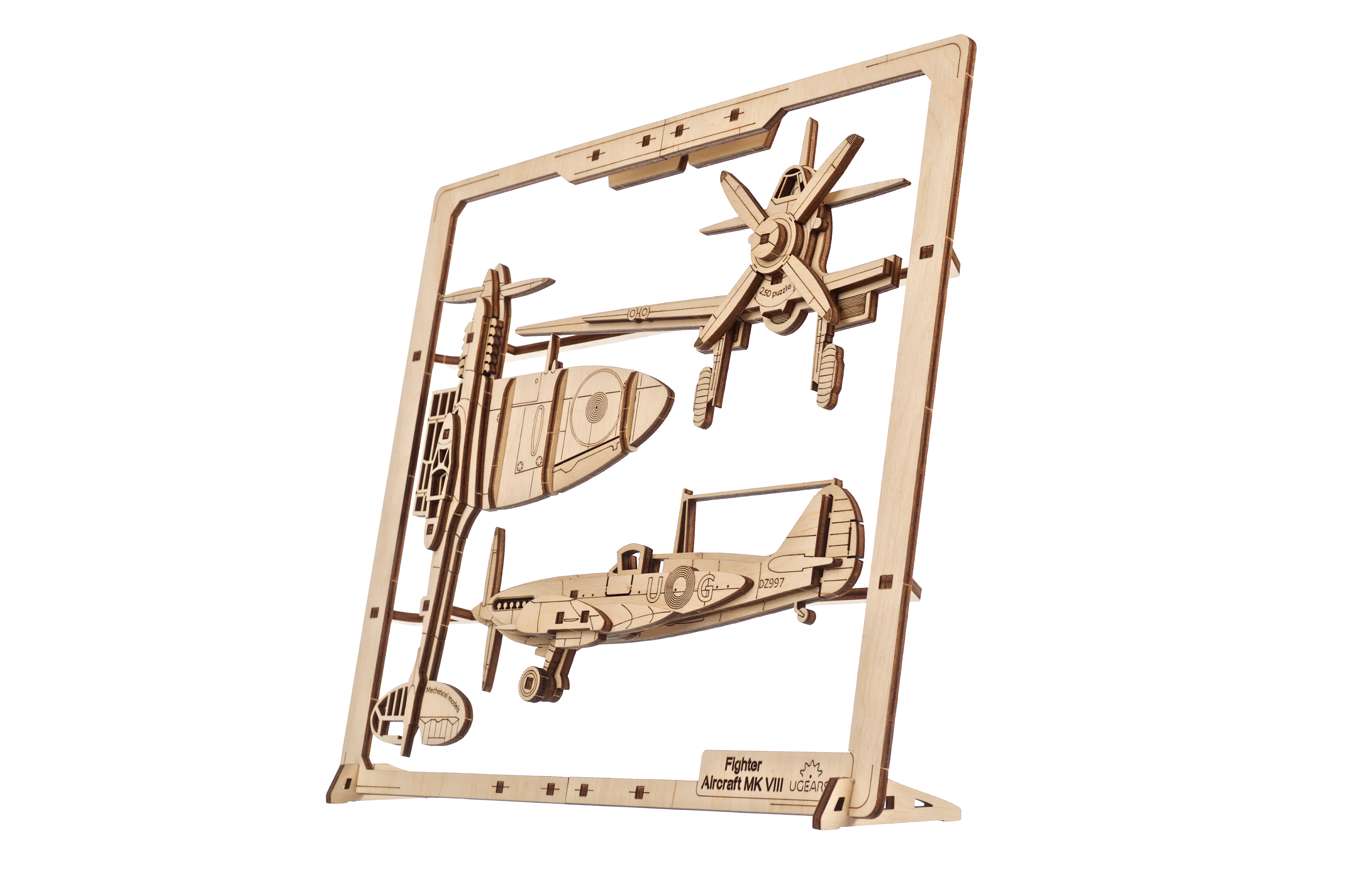 U-Gears 2.5D Puzzle Gevechtsvliegtuigen mechanisch houten bouwpakket